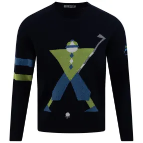 Geometric George Intarsia Knit Navy - SS23