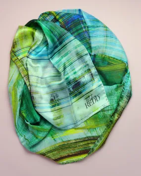 Girlean Modish Redd Blue & Green Abstract Silk Scarf