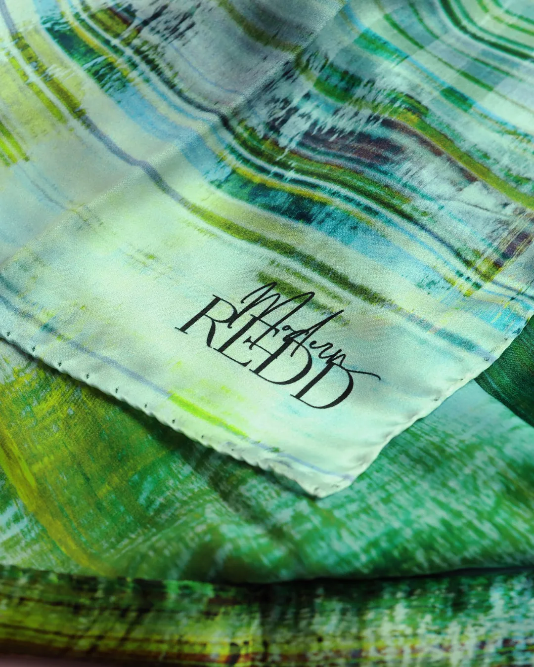 Girlean Modish Redd Blue & Green Abstract Silk Scarf
