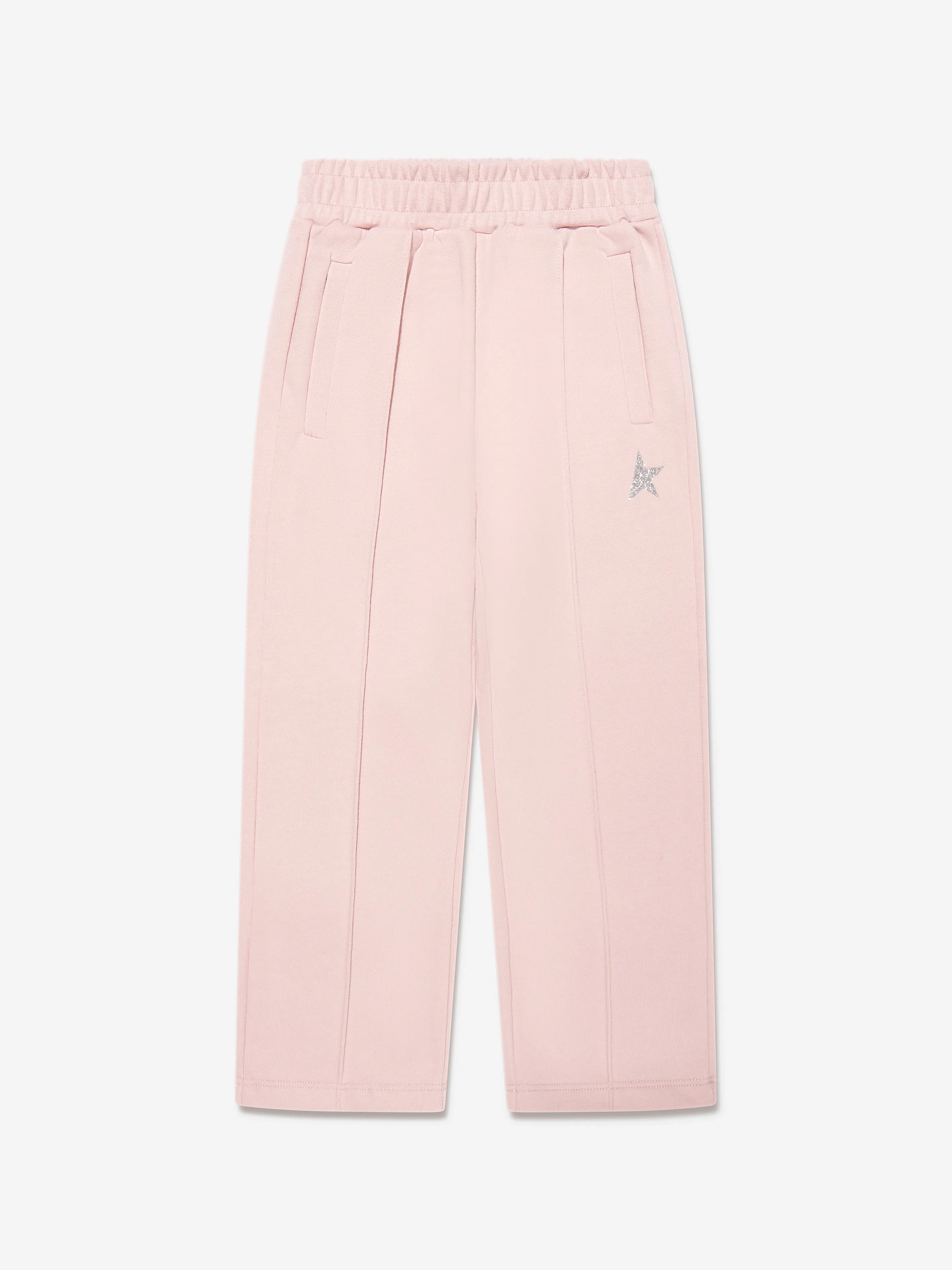 Golden Goose Girls Glitter Small Star Wide Leg Joggers in Pink