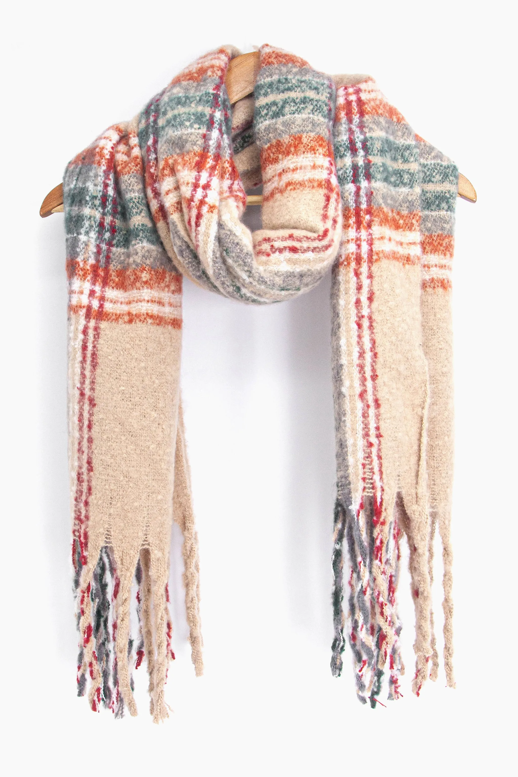 Greer Heavyweight Scarf - Cream, Traditional Check