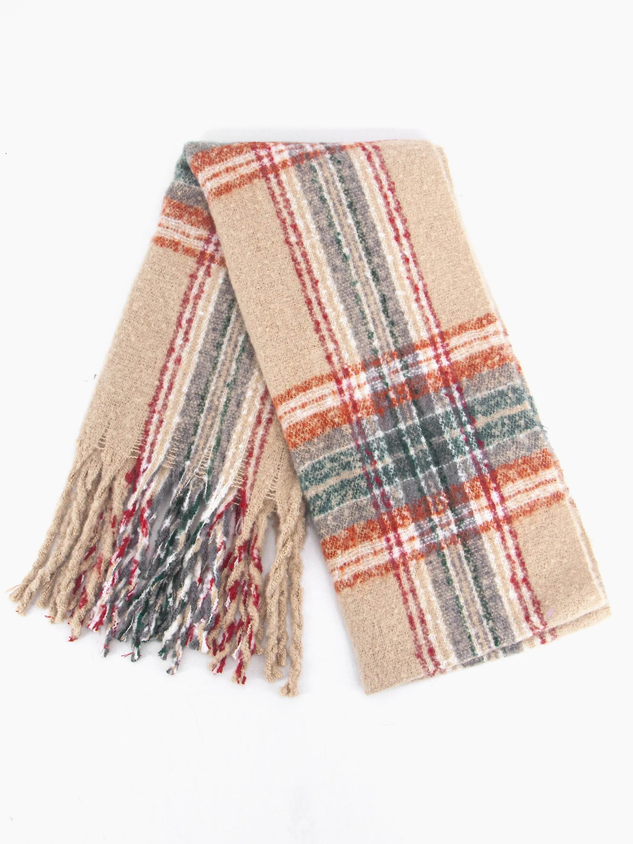 Greer Heavyweight Scarf - Cream, Traditional Check