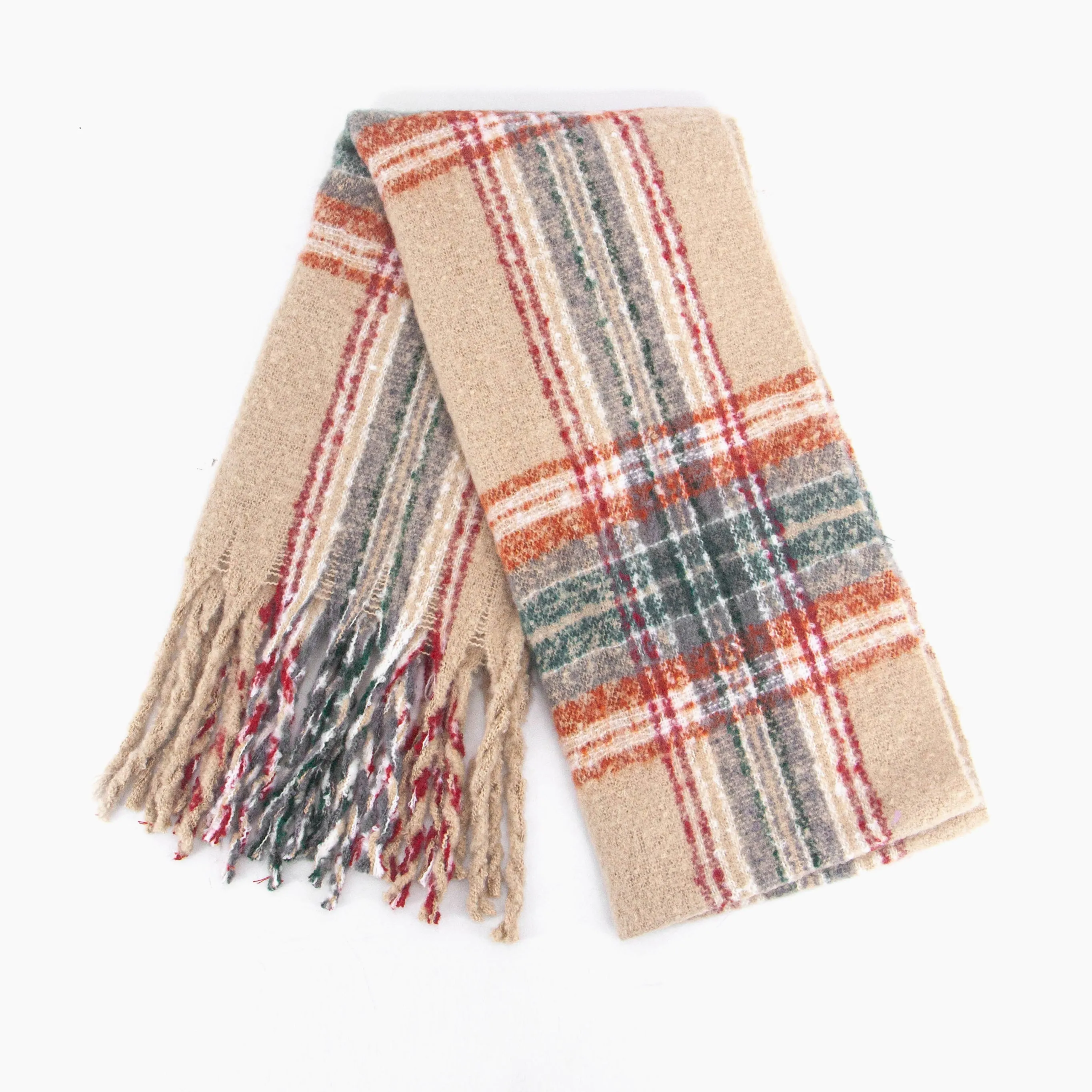 Greer Heavyweight Scarf - Cream, Traditional Check