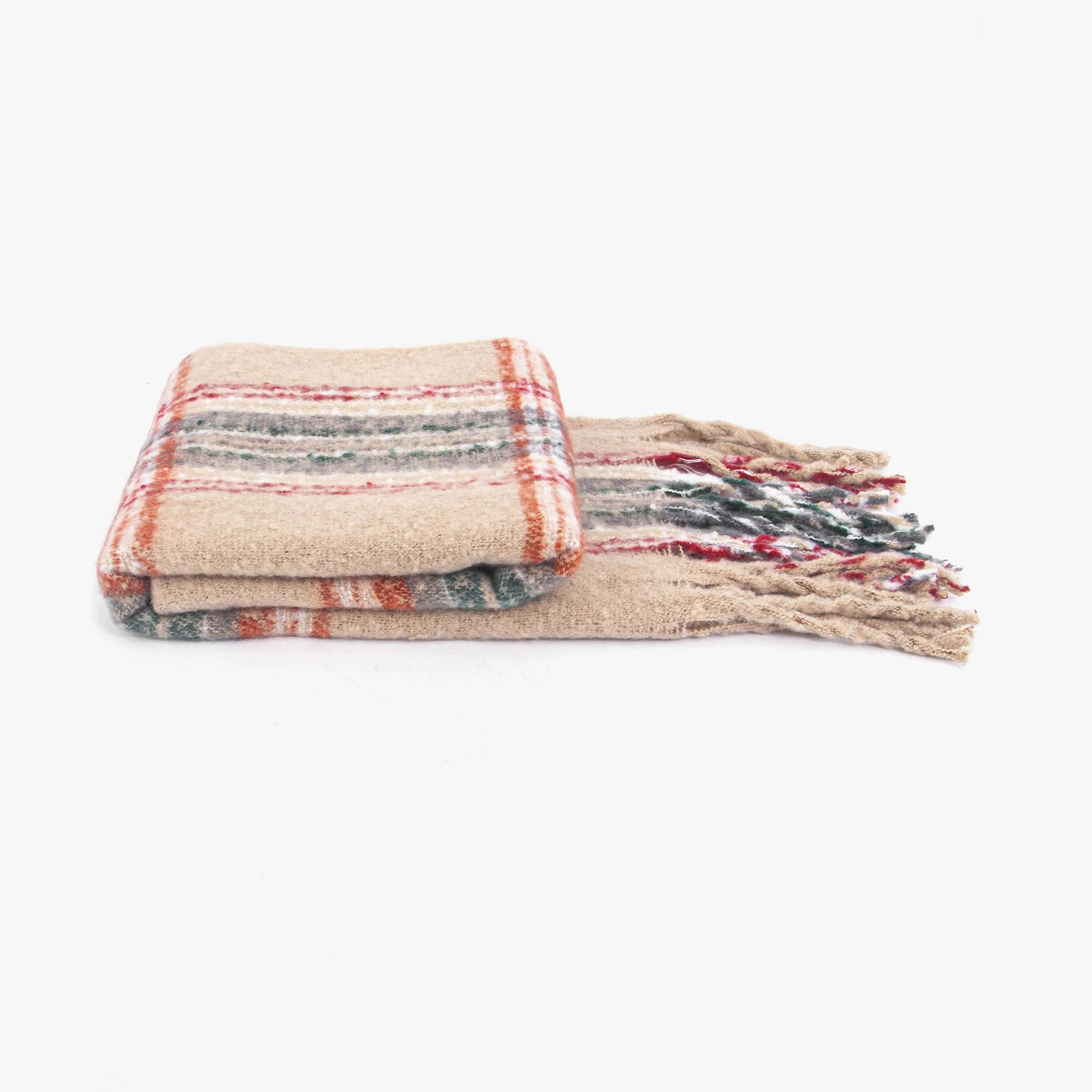 Greer Heavyweight Scarf - Cream, Traditional Check