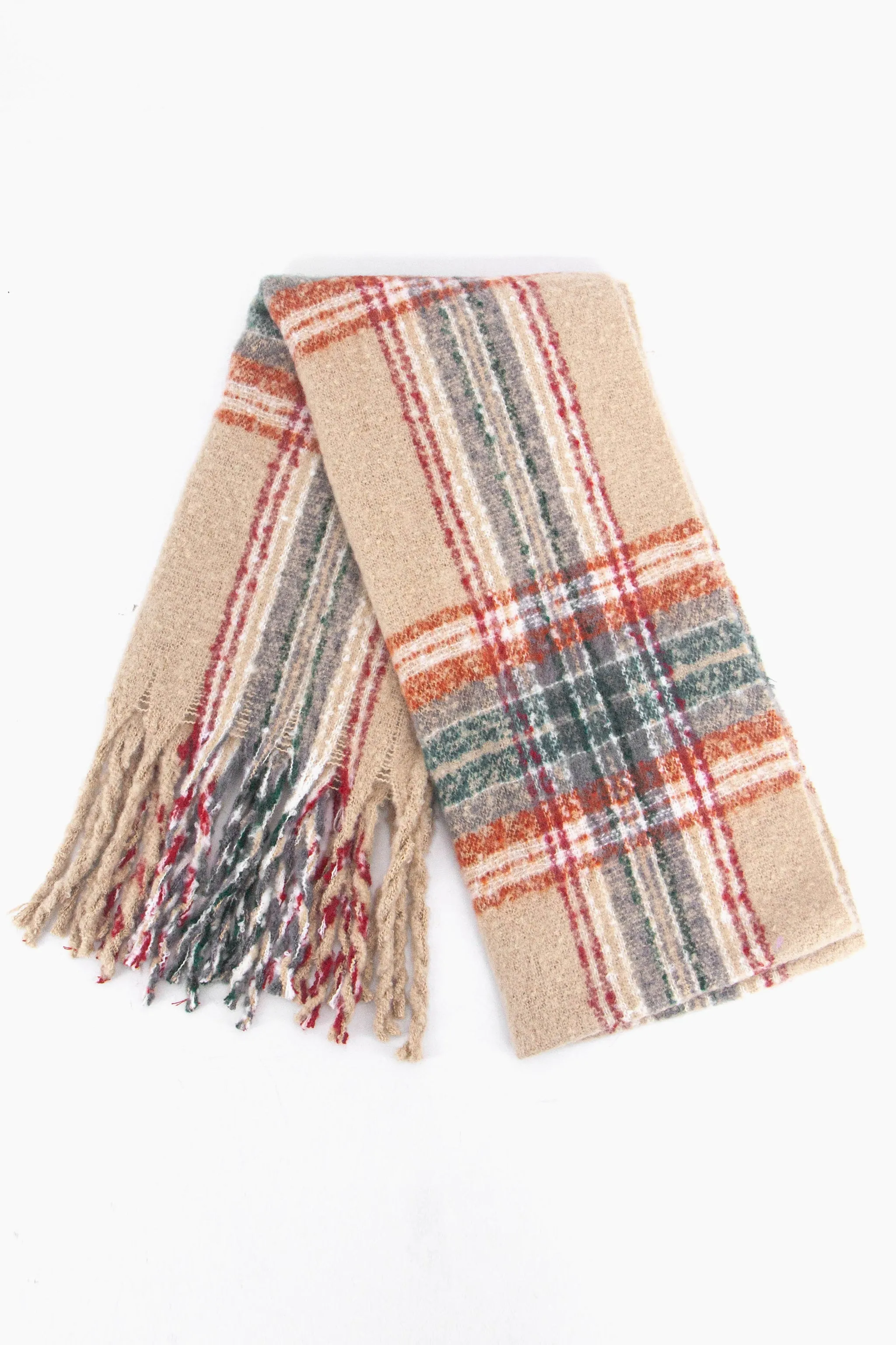 Greer Heavyweight Scarf - Cream, Traditional Check