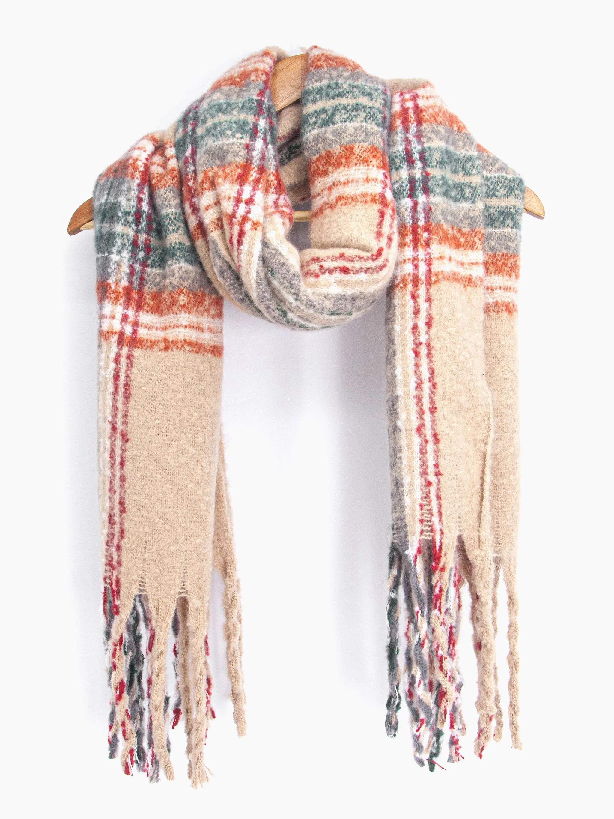 Greer Heavyweight Scarf - Cream, Traditional Check