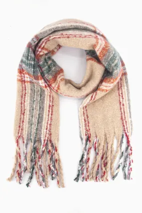 Greer Heavyweight Scarf - Cream, Traditional Check
