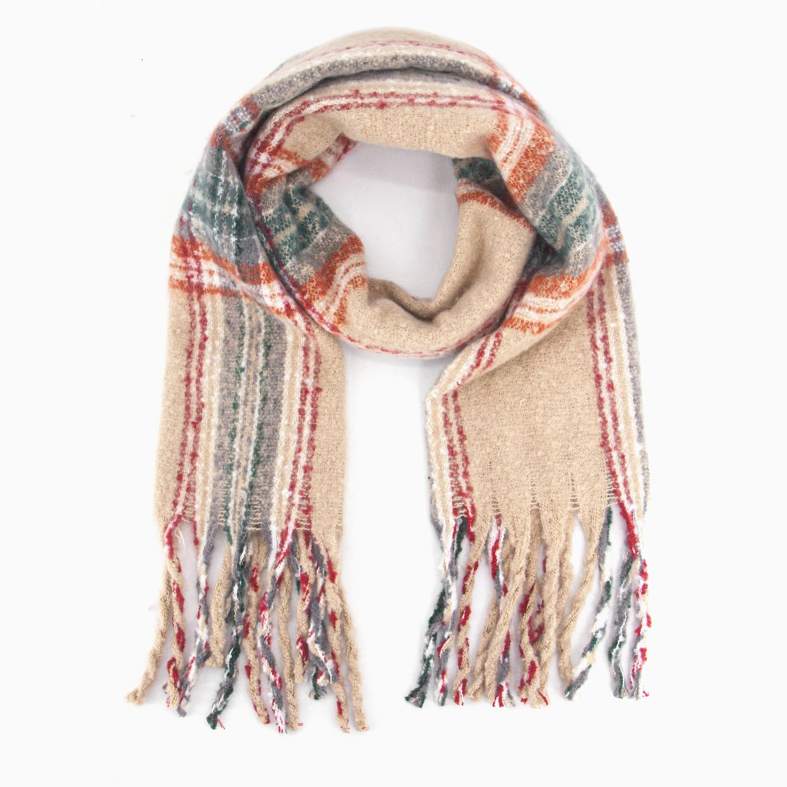 Greer Heavyweight Scarf - Cream, Traditional Check