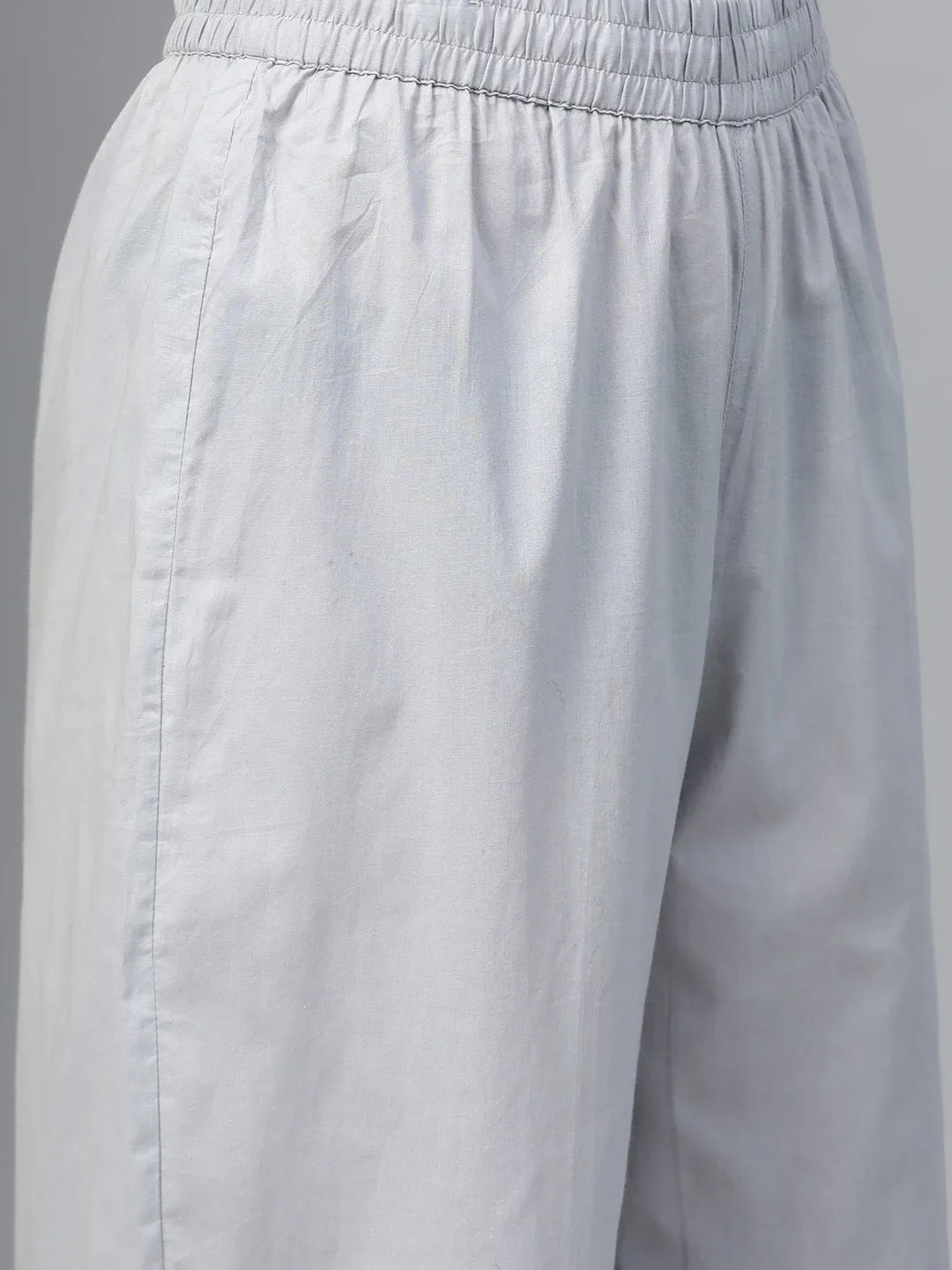 Grey Zari Embroidery Kurta With Grey Pants