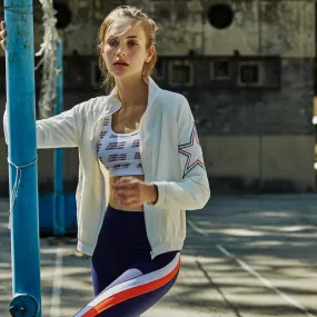 GYMNA STAR PRINT TRACK JACKET IN WHITE