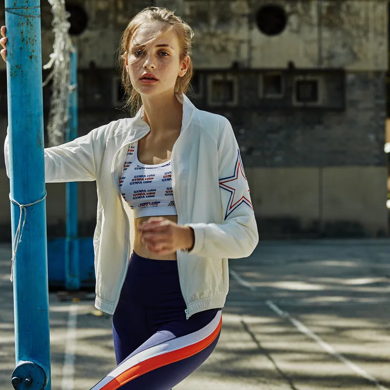 GYMNA STAR PRINT TRACK JACKET IN WHITE