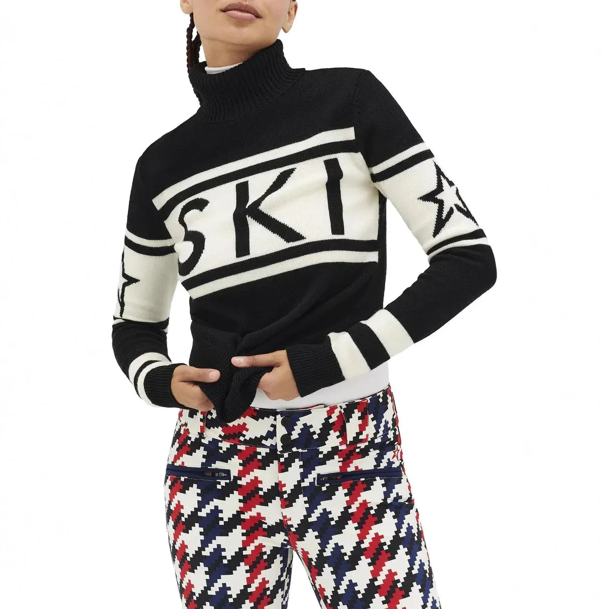 High Neck Geometric Sleeves Pullover
