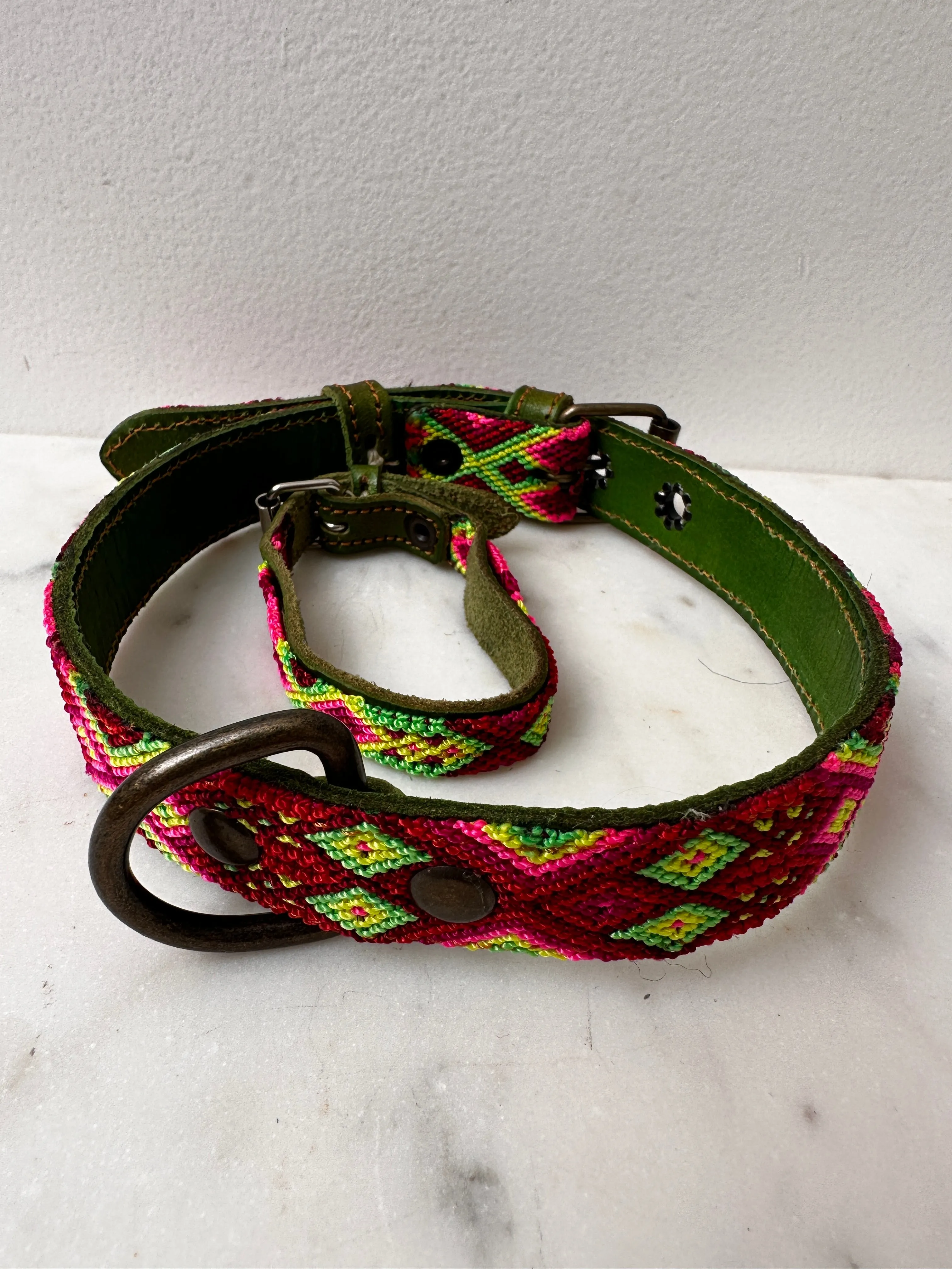 Huichol Fully Embroidered Dog Collar M4