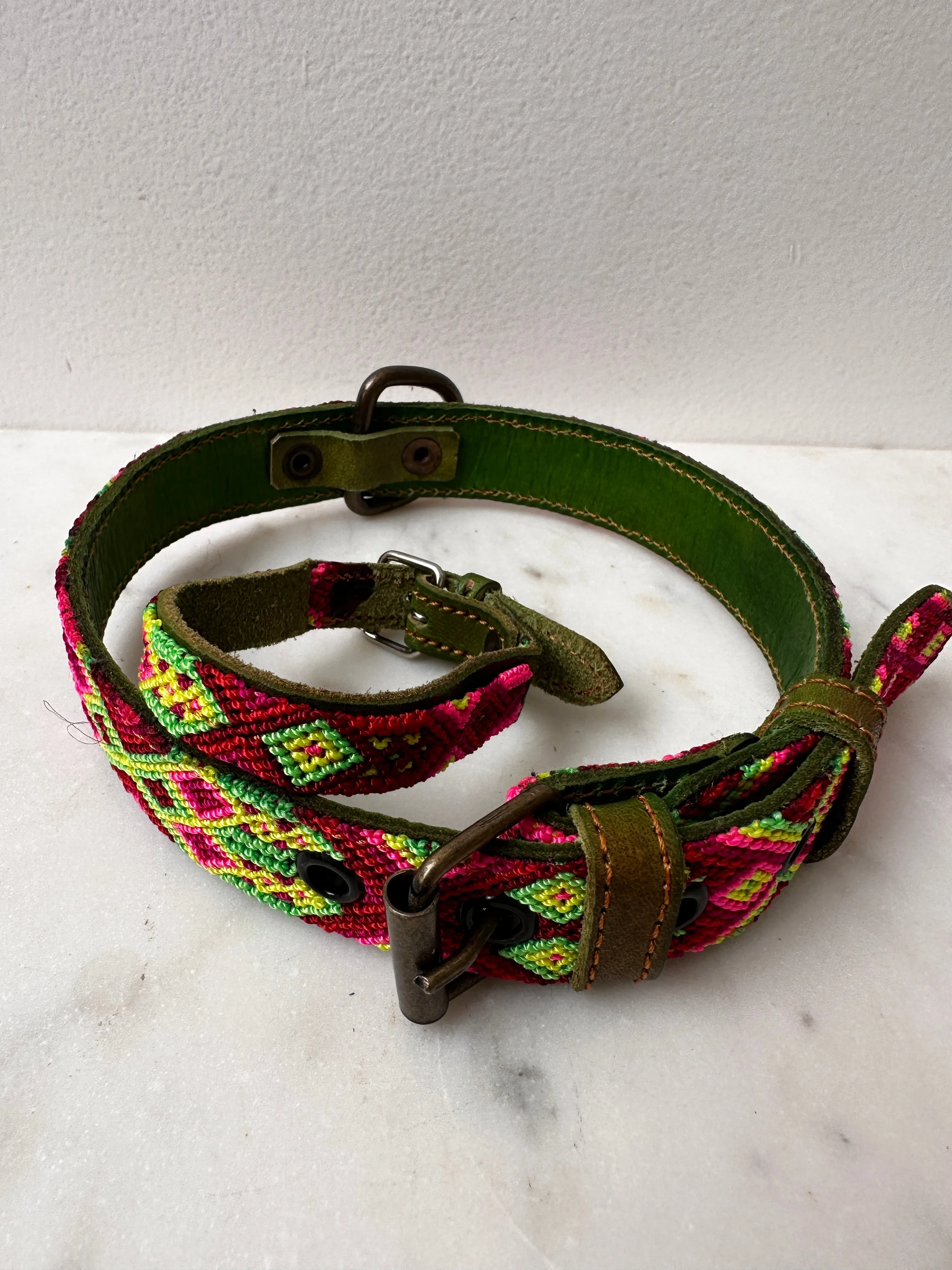 Huichol Fully Embroidered Dog Collar M4