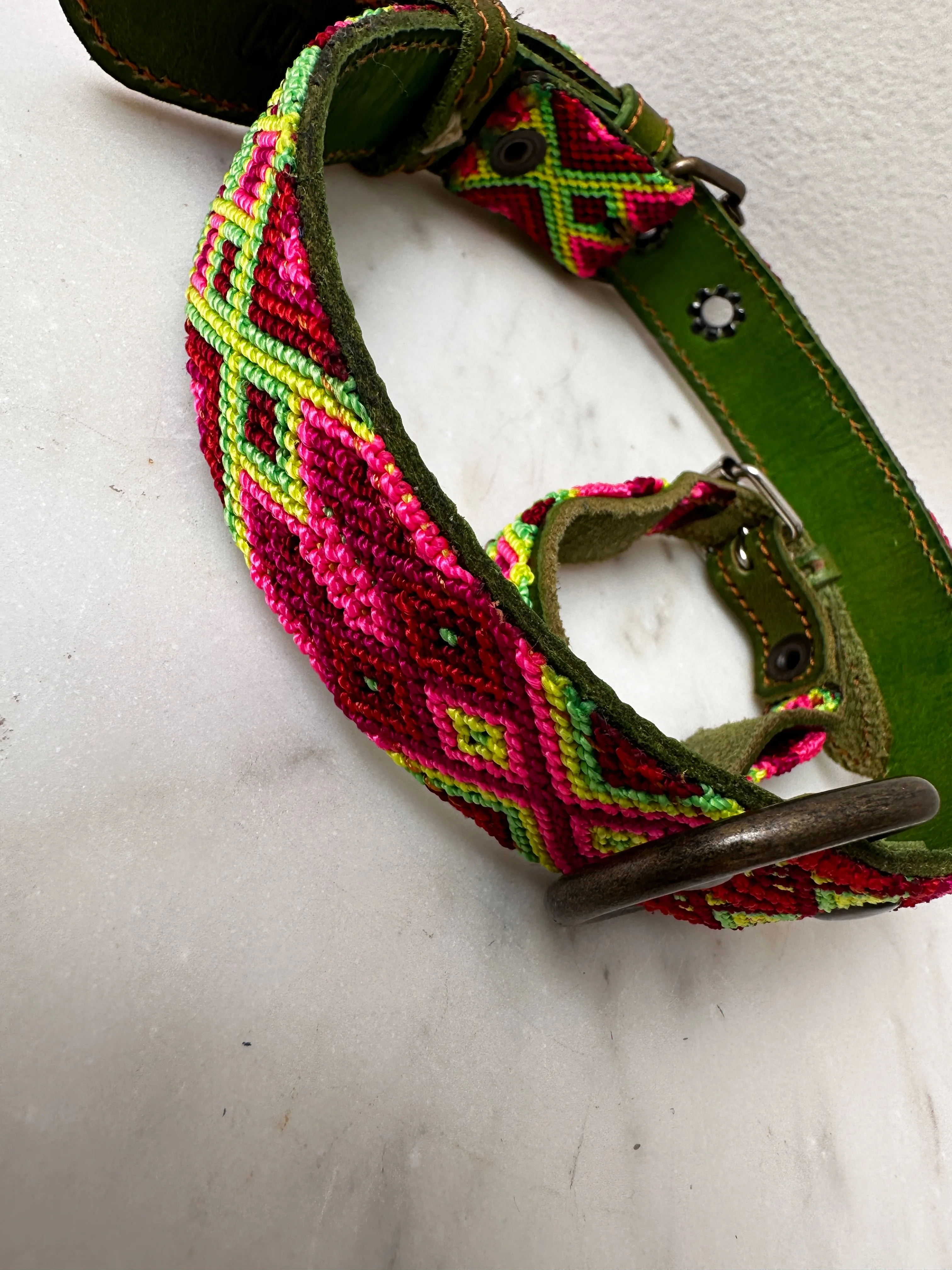 Huichol Fully Embroidered Dog Collar M4