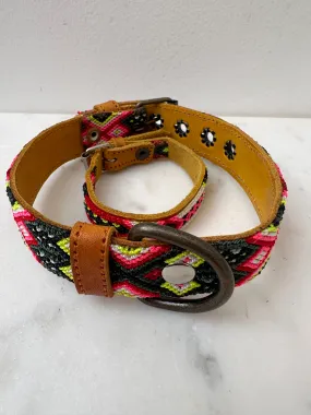 Huichol Fully Embroidered Dog Collar S3
