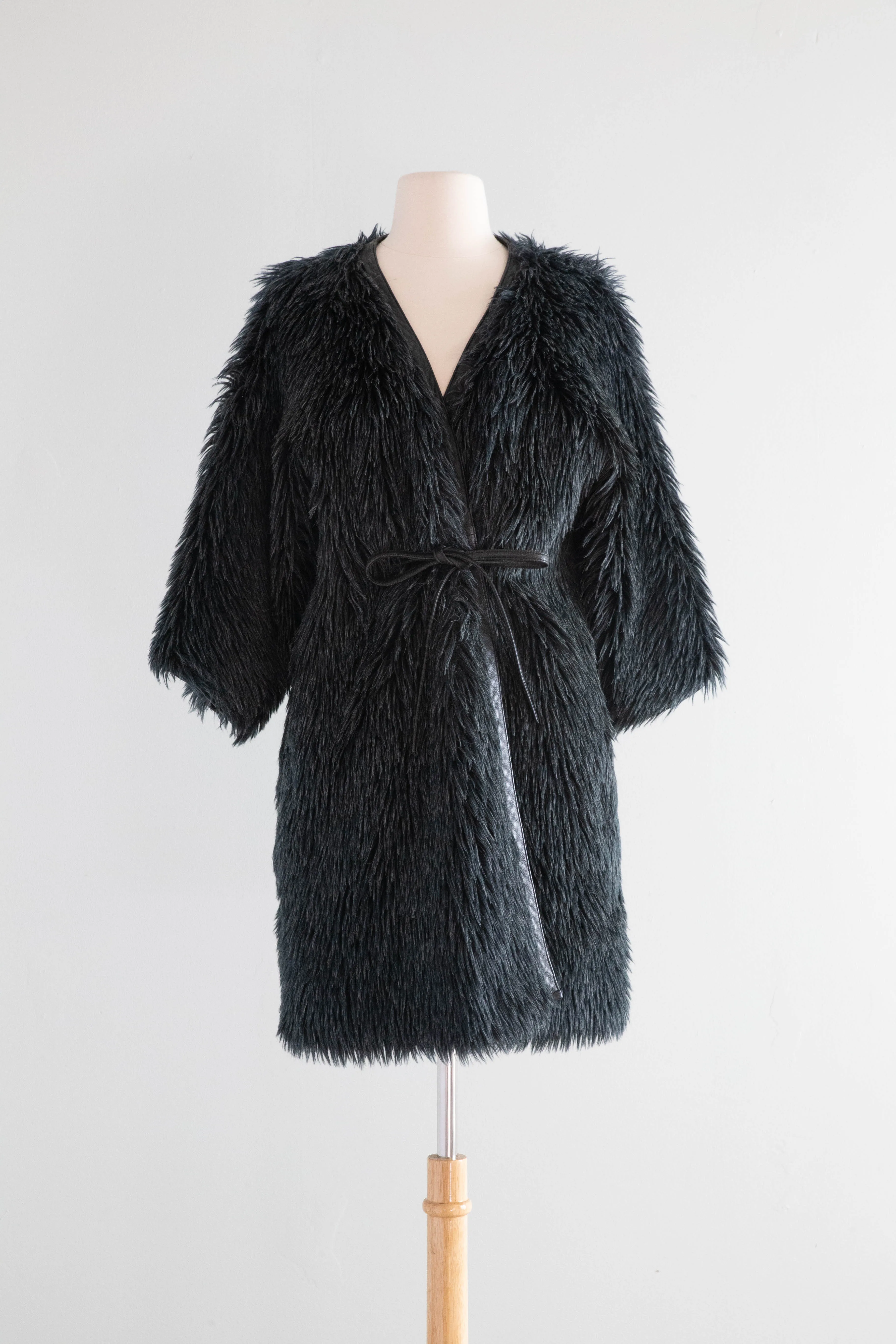 Iconic 1960's Bonnie Cashin Noh Coat With Leather Sash and Trim / SM