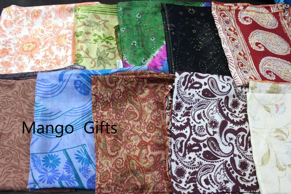 Indian Silk Sari saree vintage Scarf Scarves Shawl Wrap Dupatta Head wraps Large Size