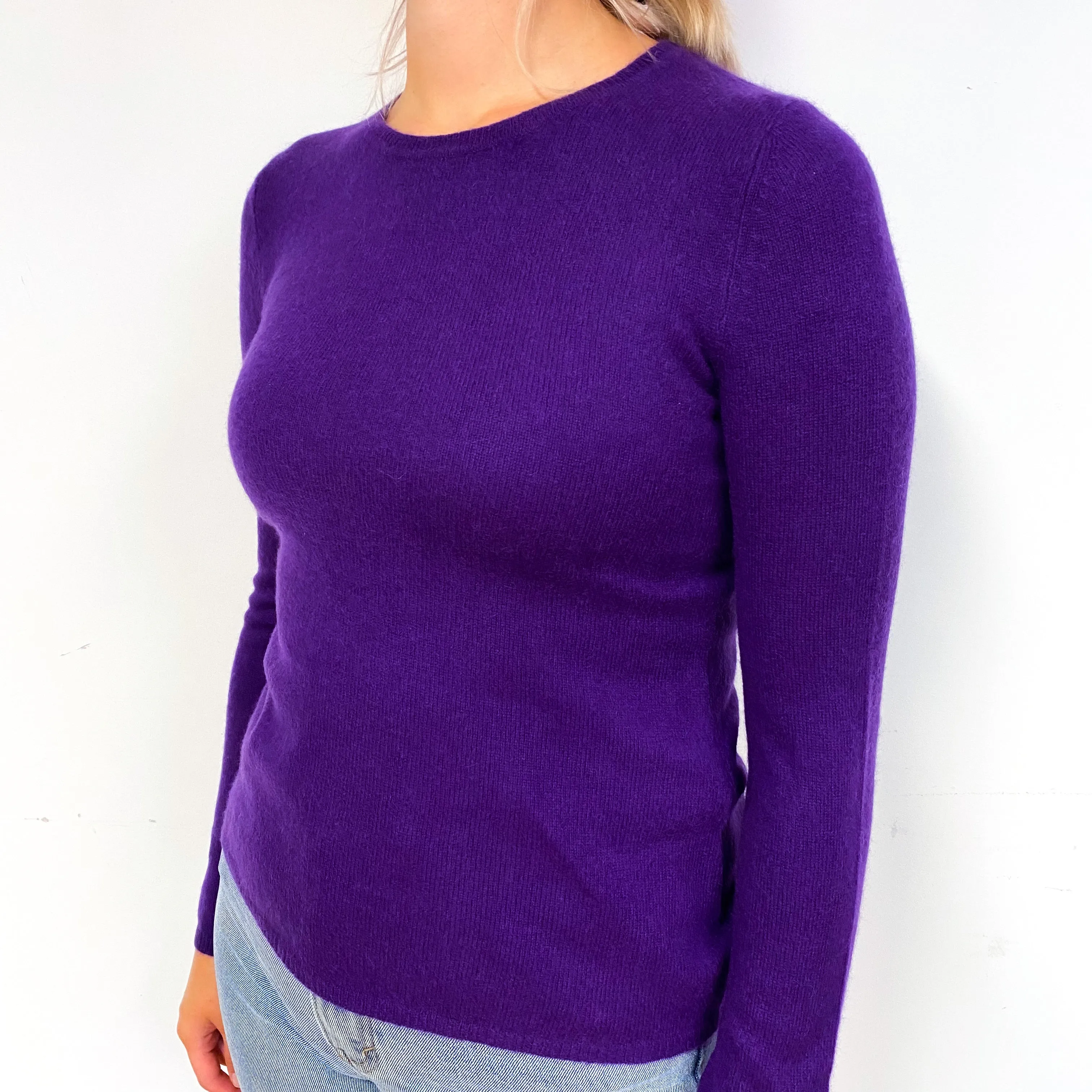 Iris Purple Cashmere Crew Neck Jumper Small