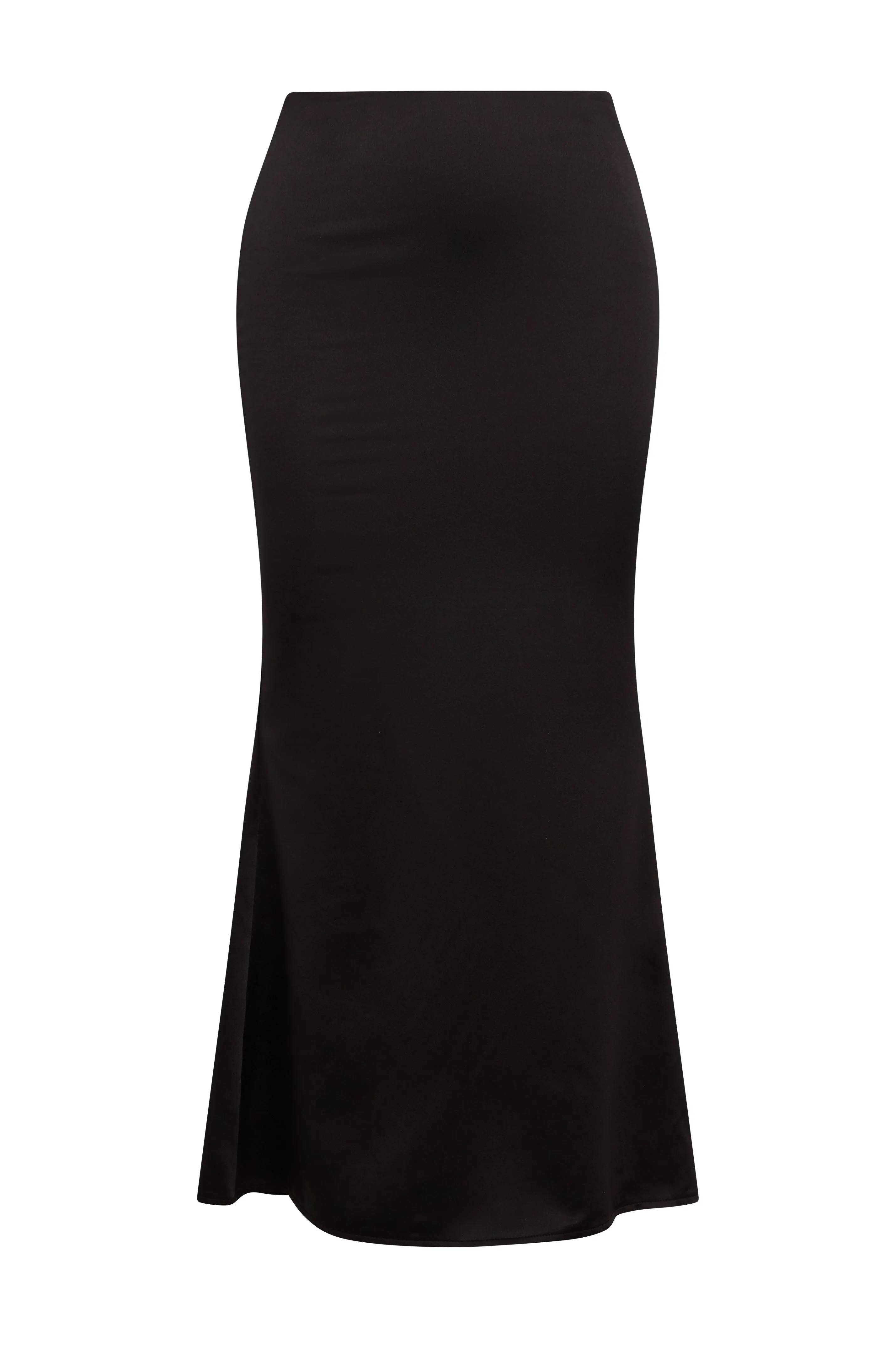 Iris Satin Midi Skirt - Black