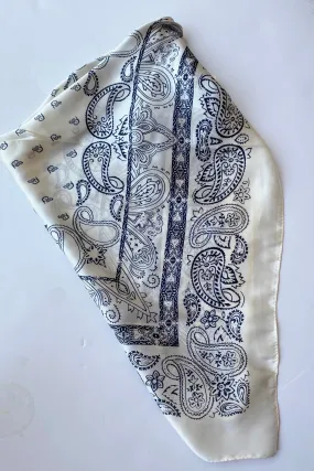 ivory   navy paisley scarf