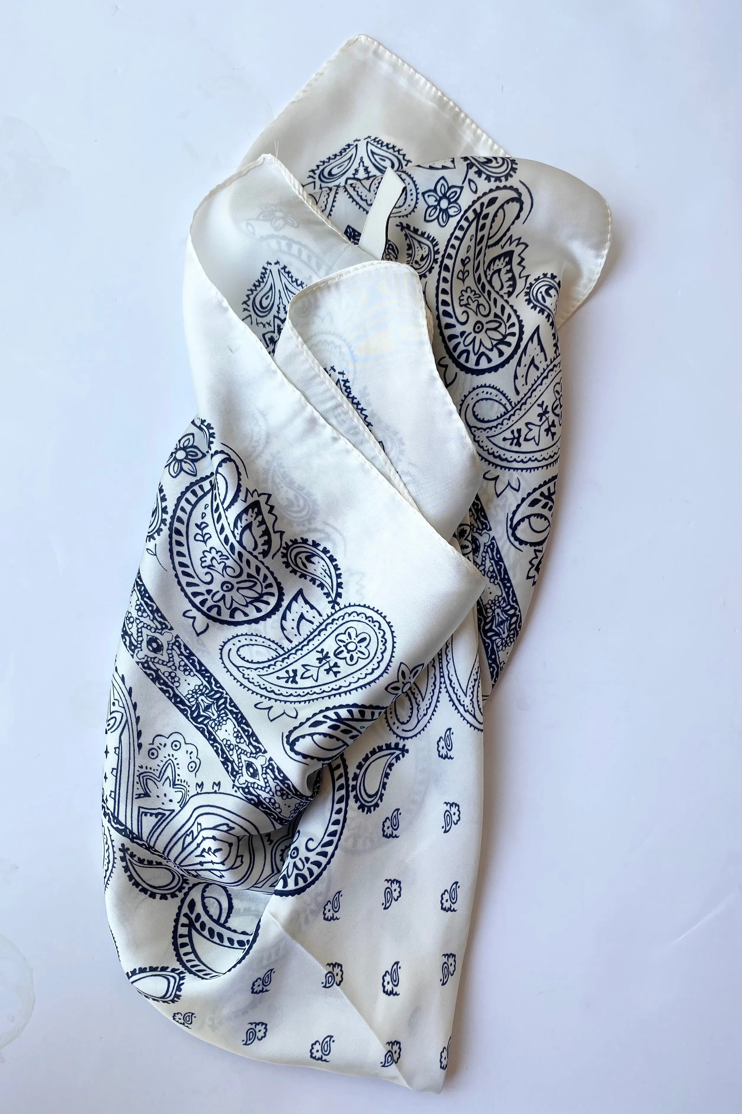 ivory   navy paisley scarf