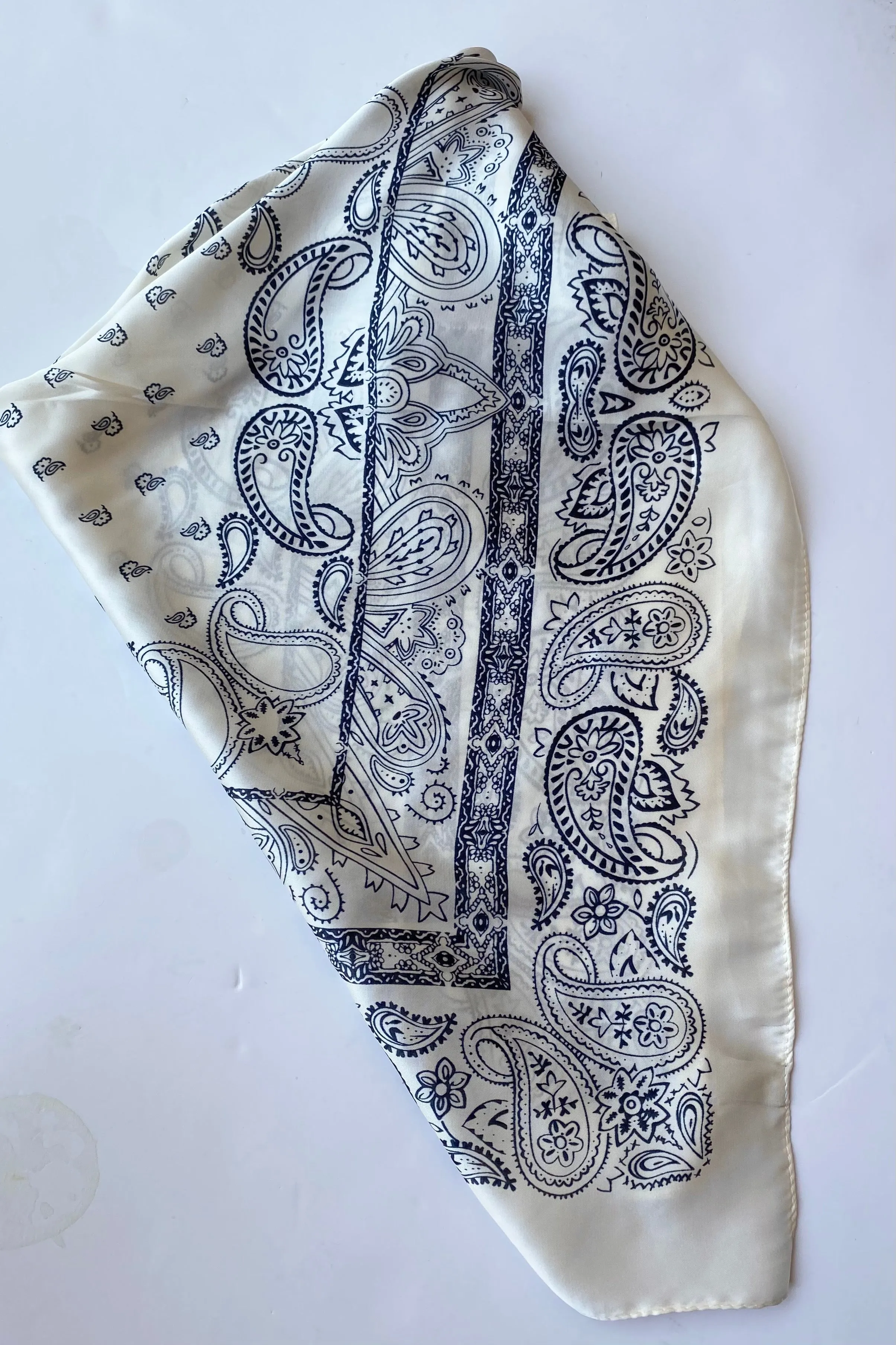 ivory   navy paisley scarf
