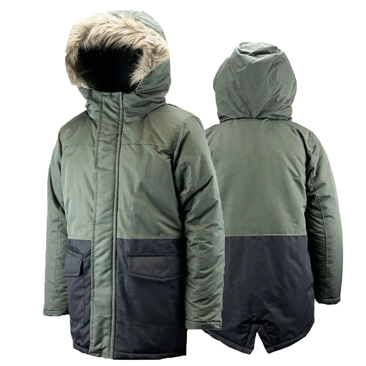 Kids Boys Padded Fleece Lined Parka Coat