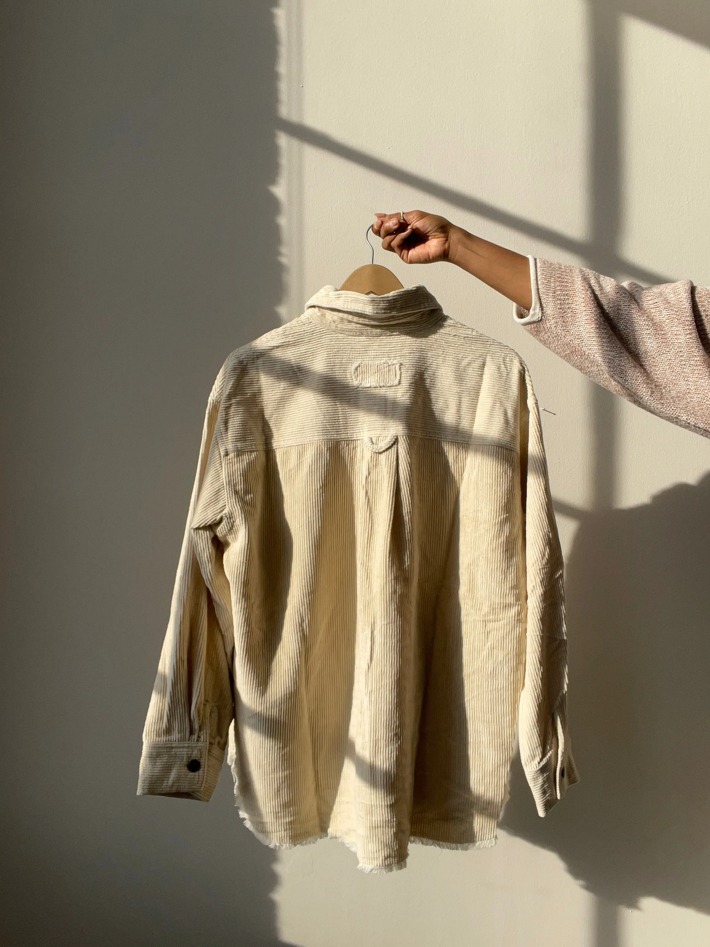 Kimberly Cotton Corduroy Shacket In Cream