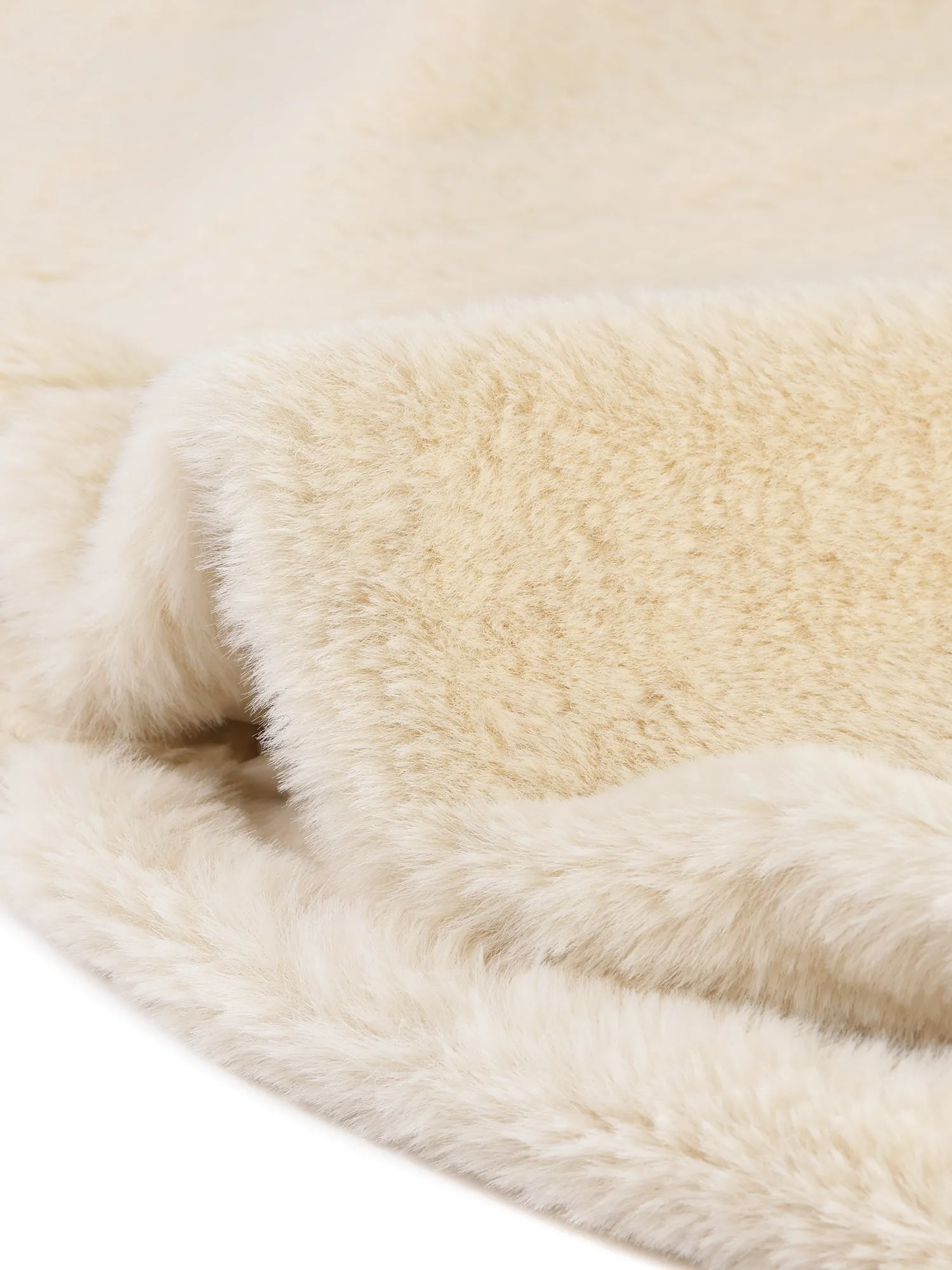 Lapel Collar Faux Fur Fuzzy Winter Warm Pockets Coat Jacket