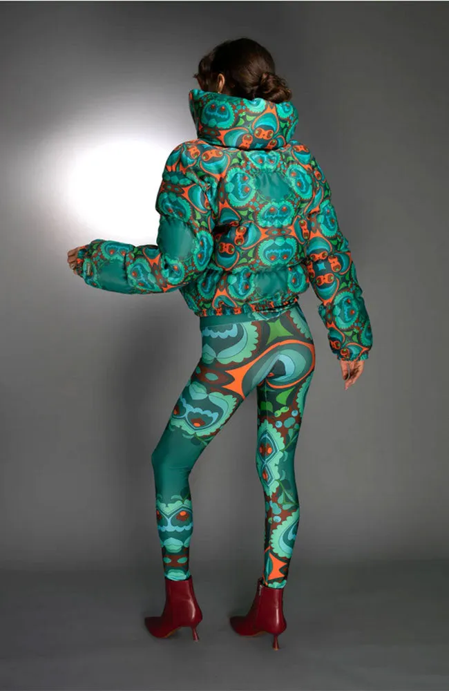 Lustrous Printed Puffer Jacket