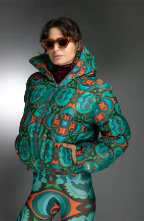 Lustrous Printed Puffer Jacket