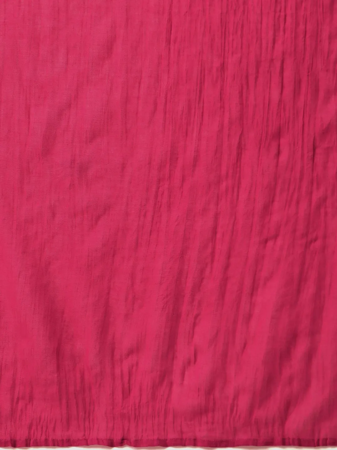 Magenta Floral Kurta With Pants & Magenta Crinkled Dupatta