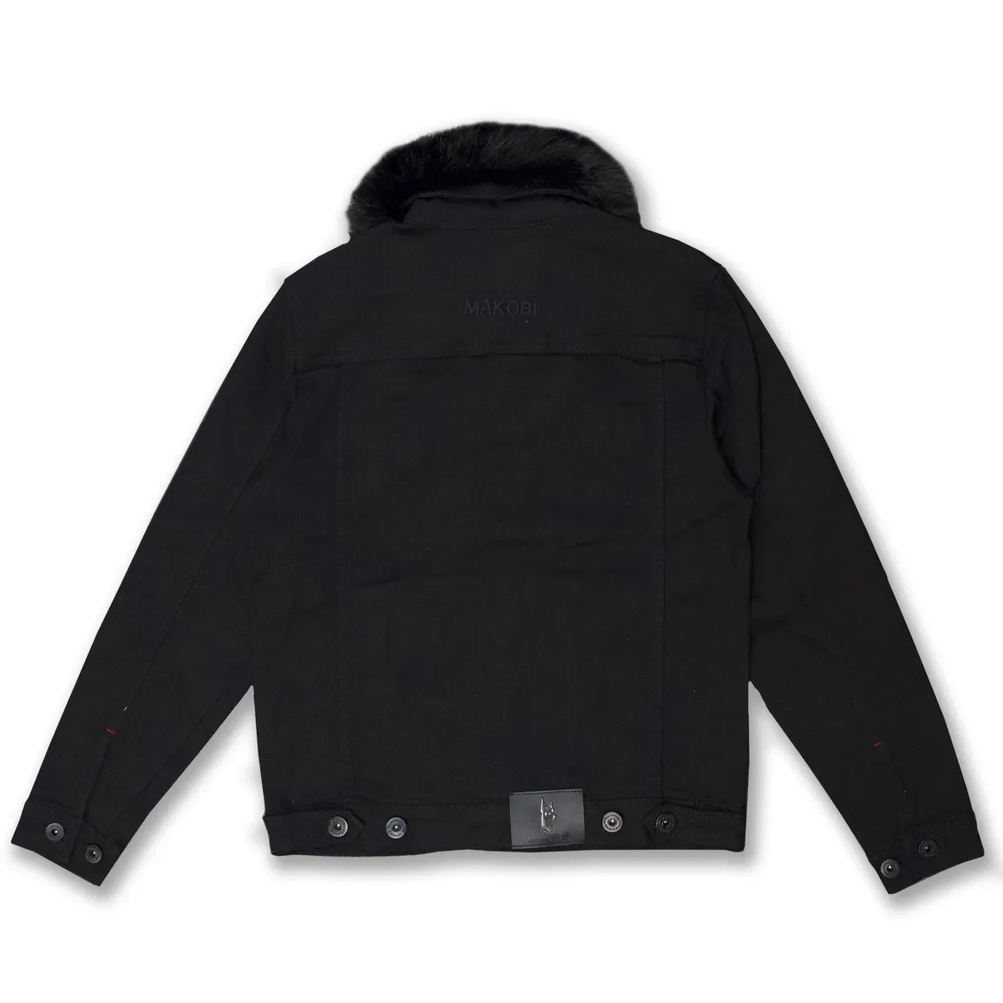 MAKOBI DENIM JACKET WITH FUR COLLAR -M1061 BLACK