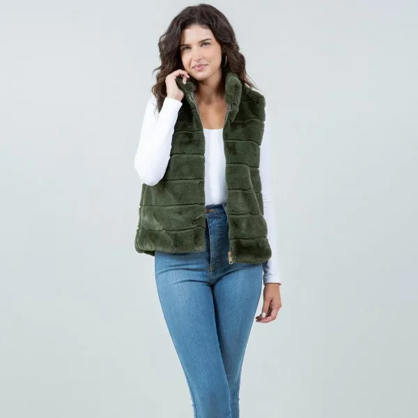 Mallory Faux Fur Vest | Green