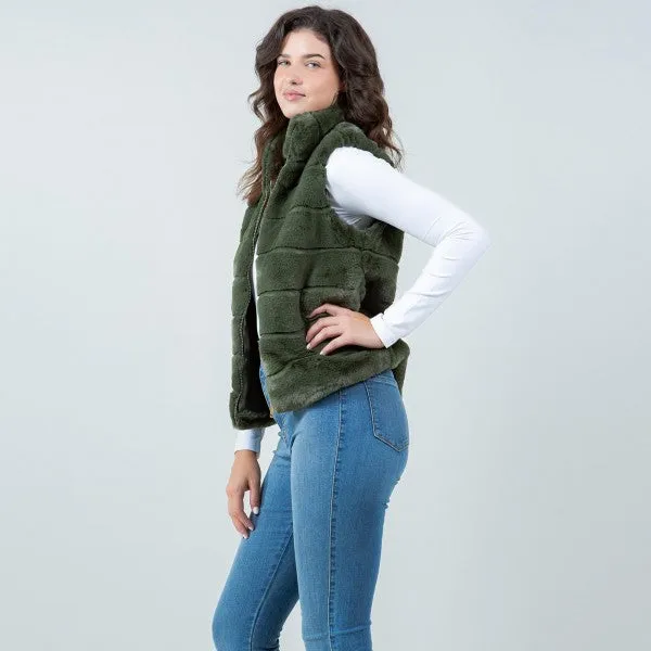 Mallory Faux Fur Vest | Green