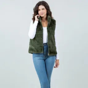 Mallory Faux Fur Vest | Green