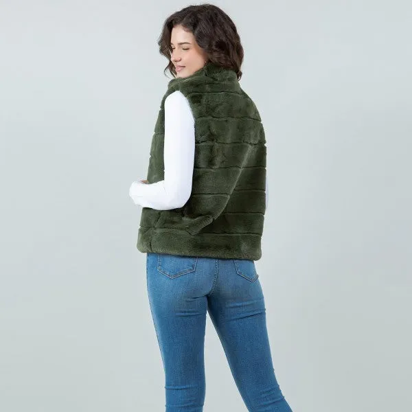 Mallory Faux Fur Vest | Green