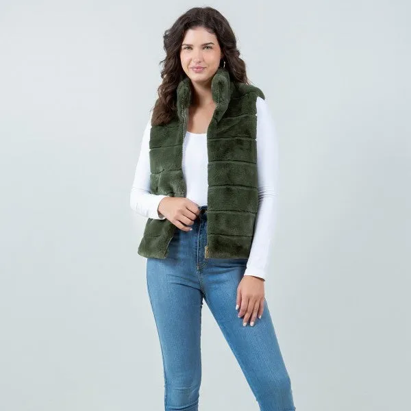 Mallory Faux Fur Vest | Green
