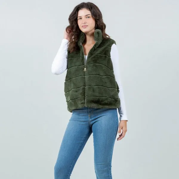 Mallory Faux Fur Vest | Green