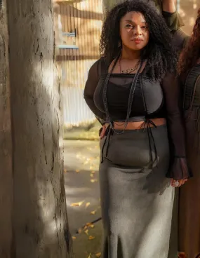 Maple A-Line Midi Skirt - Plus: Olive