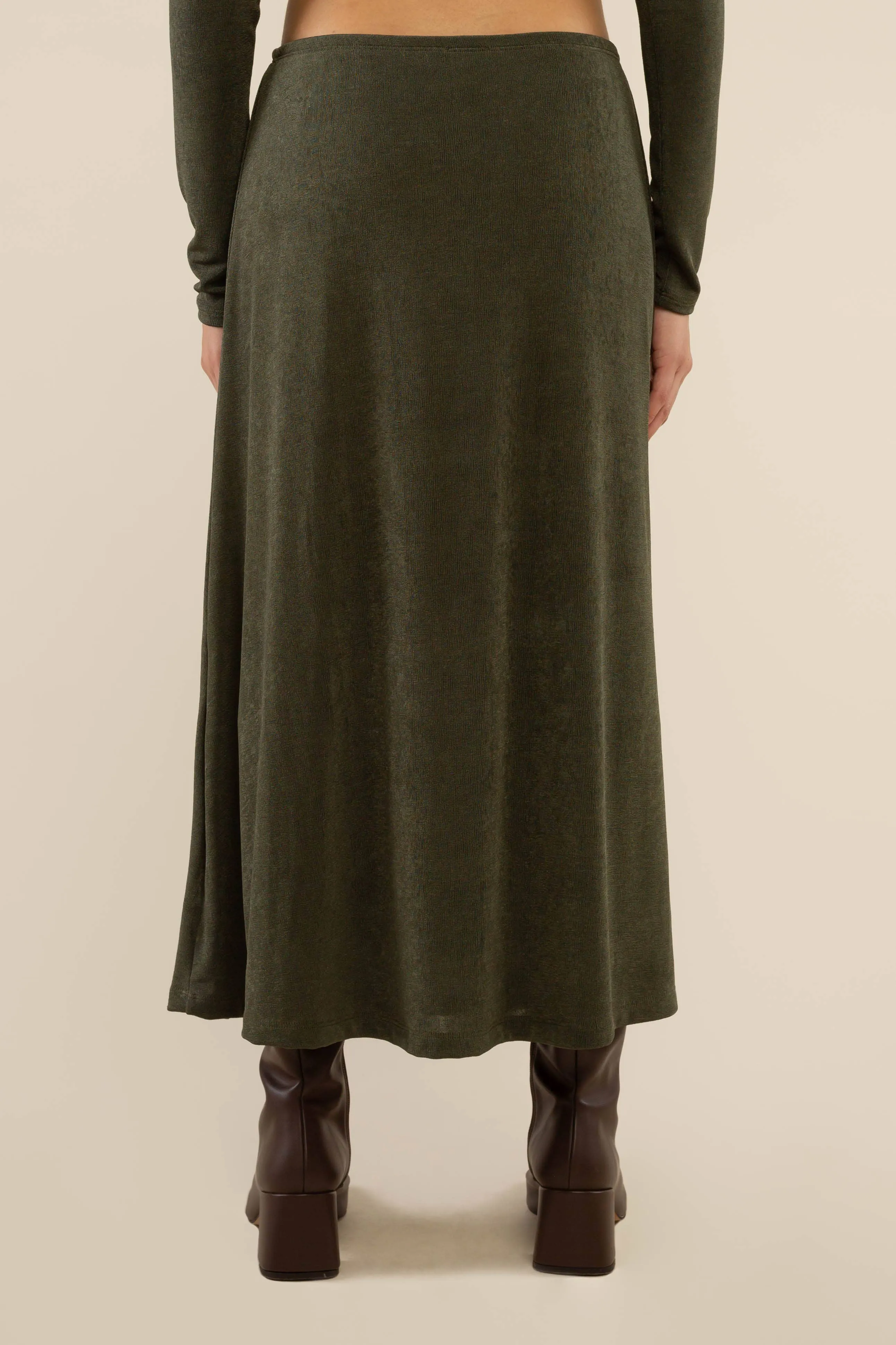 Maple A-Line Midi Skirt - Plus: Olive