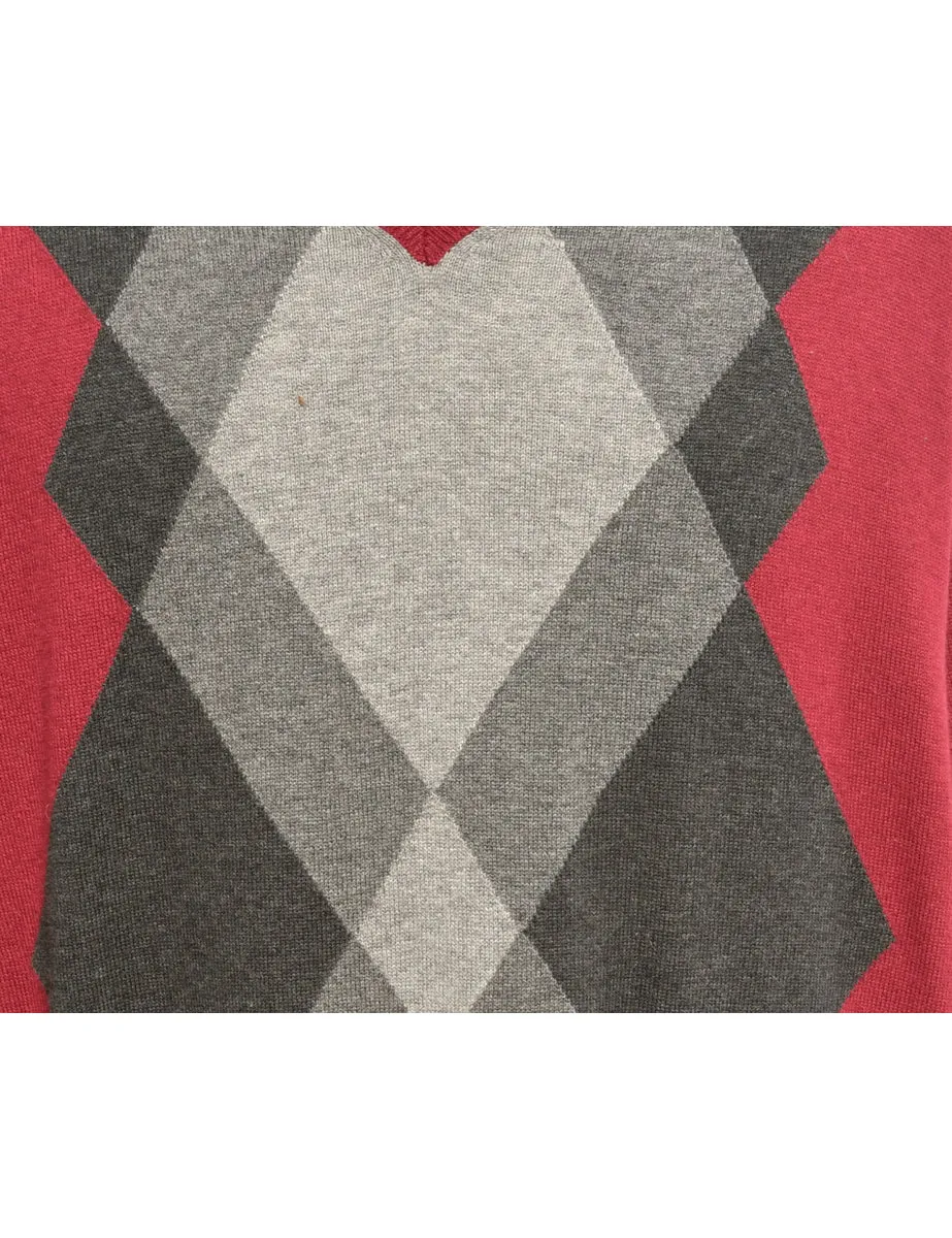 Maroon Van Heusen Argyle Jumper - L