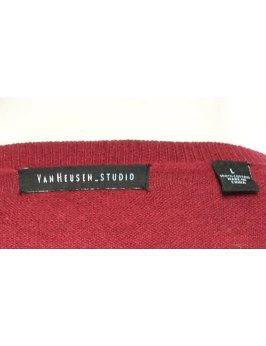 Maroon Van Heusen Argyle Jumper - L