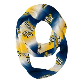 Marquette Golden Eagles All Over Logo Game Day Collegiate Women Ultra Soft Knit Infinity Scarf by Vive La Fete