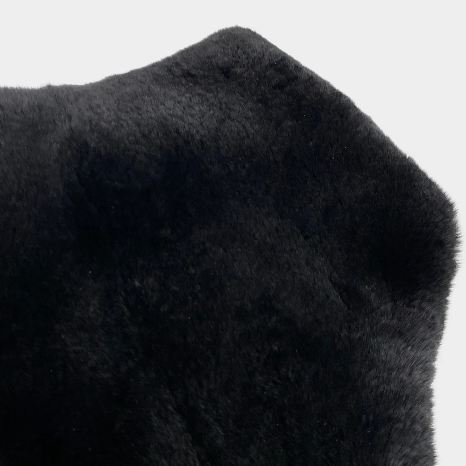Max Mara black rabbit fur collar