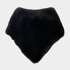 Max Mara black rabbit fur collar
