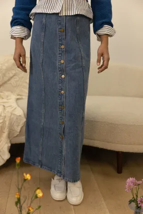 Maxi L. Panel A-Line Skirt W/CF Button