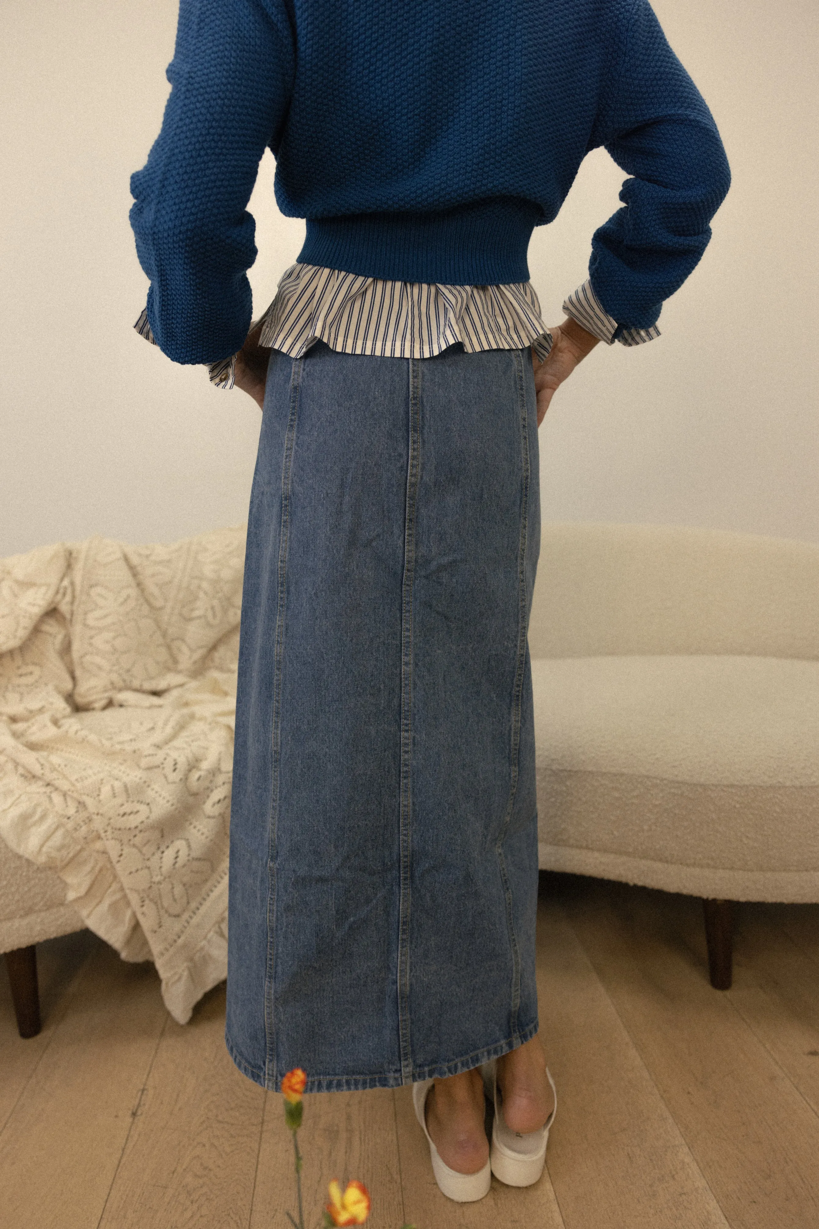 Maxi L. Panel A-Line Skirt W/CF Button