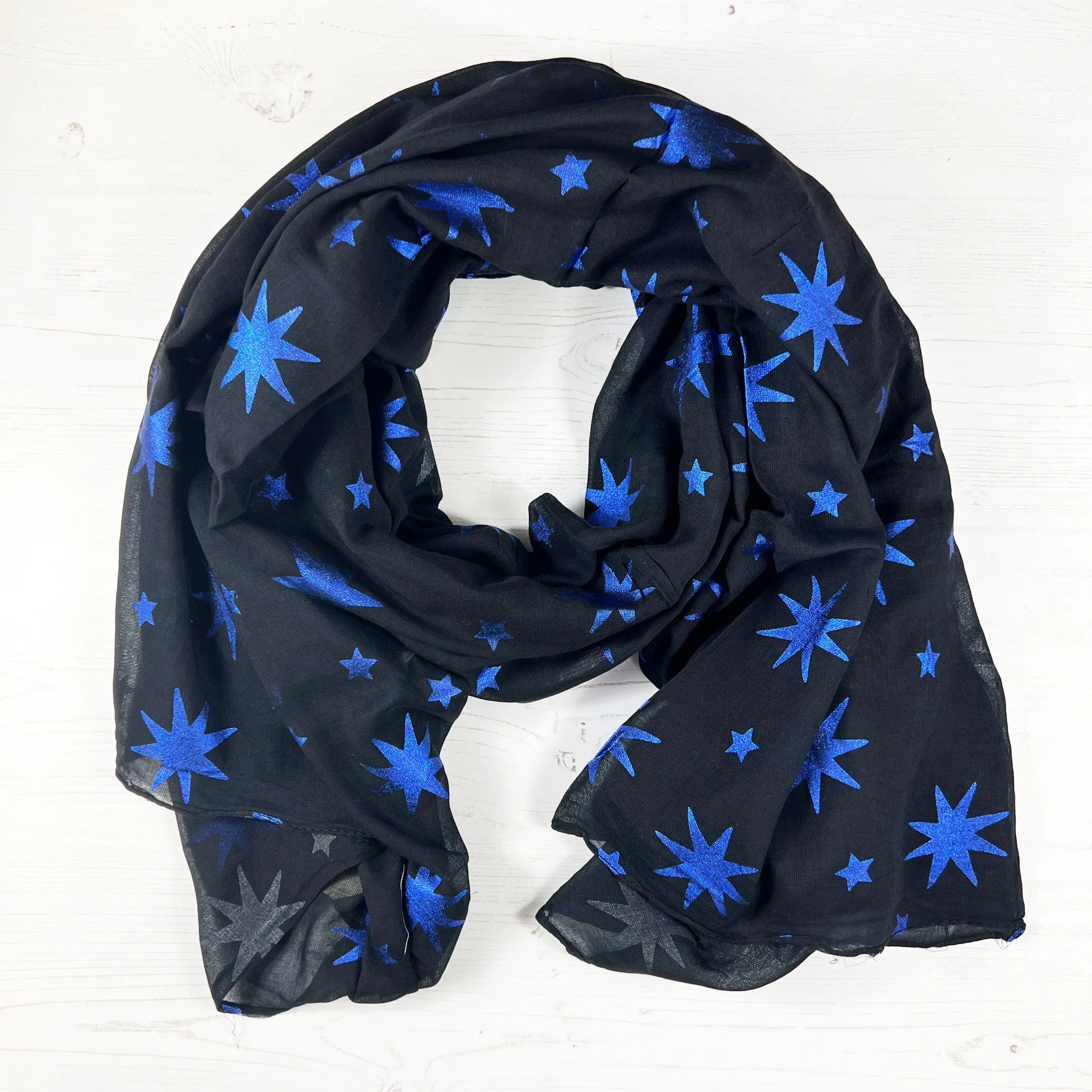 Metallic Blue Star Scarf